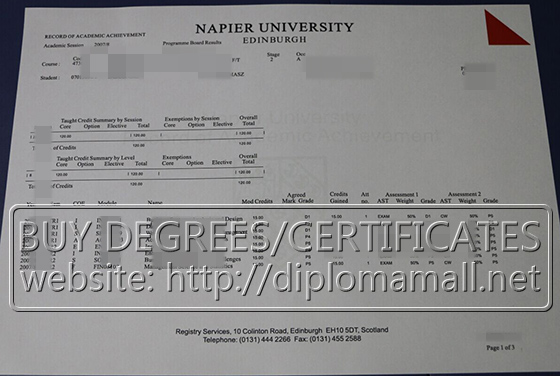  Edinburgh Napier University fake transcript