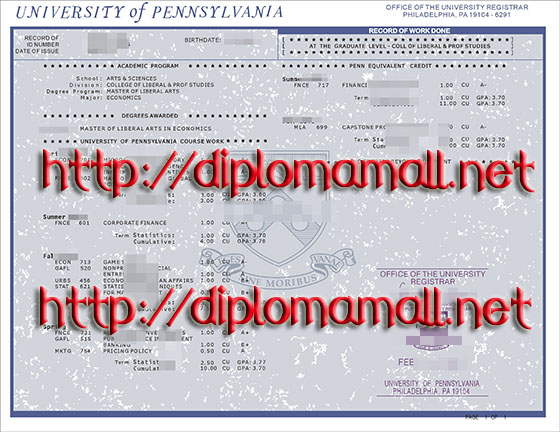 University of Pennsylvania transcript