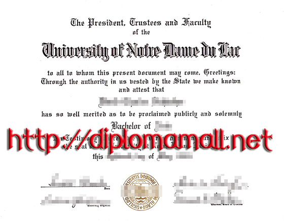 University of Notre Dame diploma