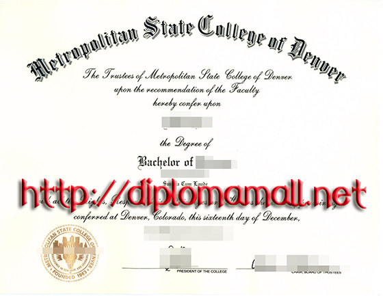 Metropolitan State College of Denve diploma certificate