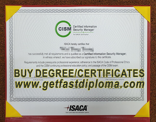 CISM certificate sample