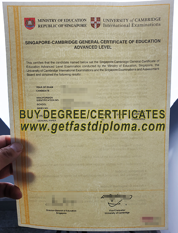 GCE Advanced Level Certificate sample