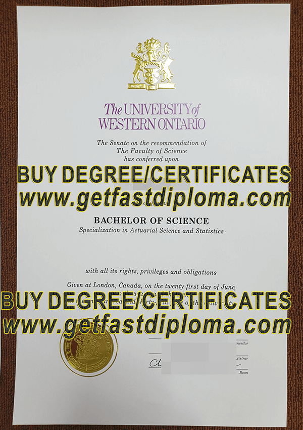 University of Western Ontario bachelor diploma sample