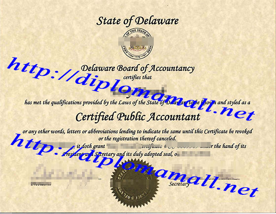 State of Delaware CPA certificate