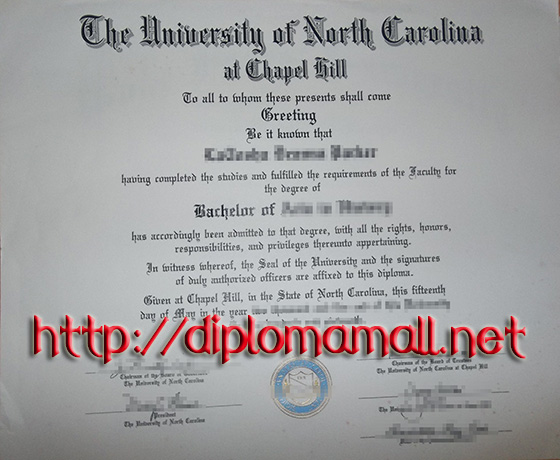 University of North Carolina at Chapel Hill (UNC) diploma